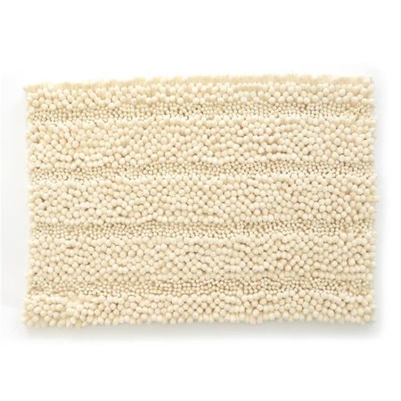 BETTERBEDS 21 x 34 in. Ultra Plush Jumbo Striped Chenille Bath Mat; Cream BE364536